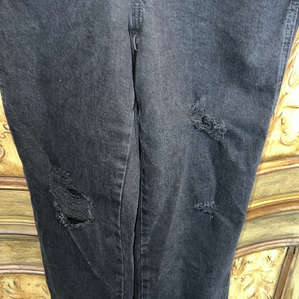 Old Navy OG Straight Black Wash Ripped Jean Overalls